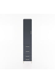 Hyperion Dolap 3 Raflı 4 Çekmeceli Tek Kapaklı 44x44x221 Antrasit-Antrasit