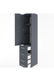 Hyperion Dolap 3 Raflı 4 Çekmeceli Tek Kapaklı 44x44x221 Antrasit-Antrasit
