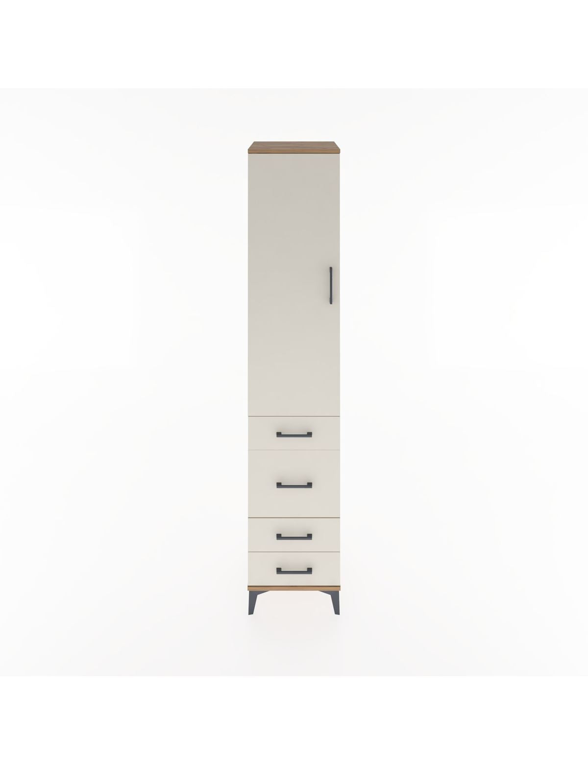 Hyperion Dolap 3 Raflı 4 Çekmeceli Tek Kapaklı 44x44x221 Çam-Aytaşı