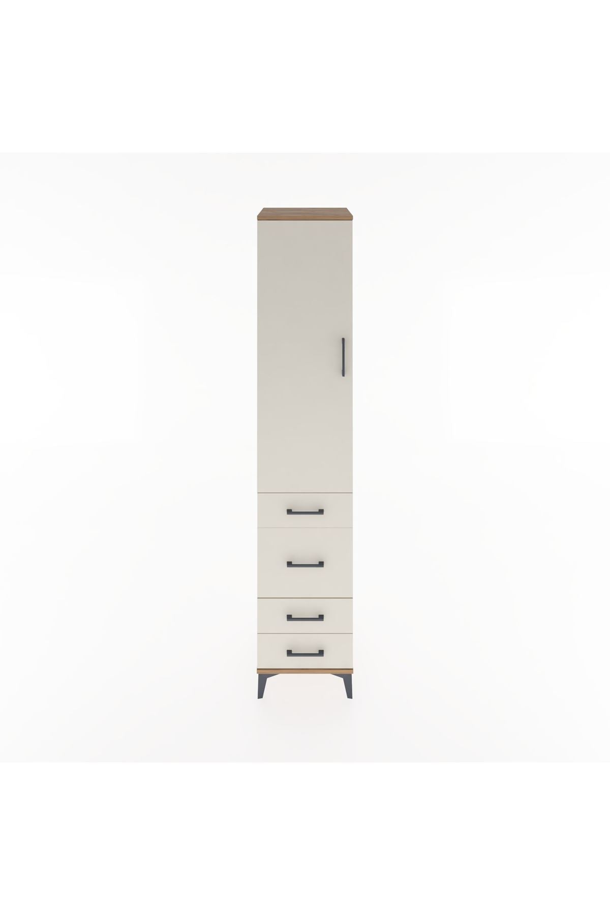 Hyperion Dolap 3 Raflı 4 Çekmeceli Tek Kapaklı 44x44x221 Çam-Aytaşı