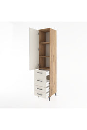 Hyperion Dolap 3 Raflı 4 Çekmeceli Tek Kapaklı 44x44x221 Çam-Aytaşı
