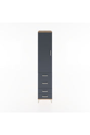 Hyperion Dolap 3 Raflı 4 Çekmeceli Tek Kapaklı 44x44x221 Çam-Antrasit