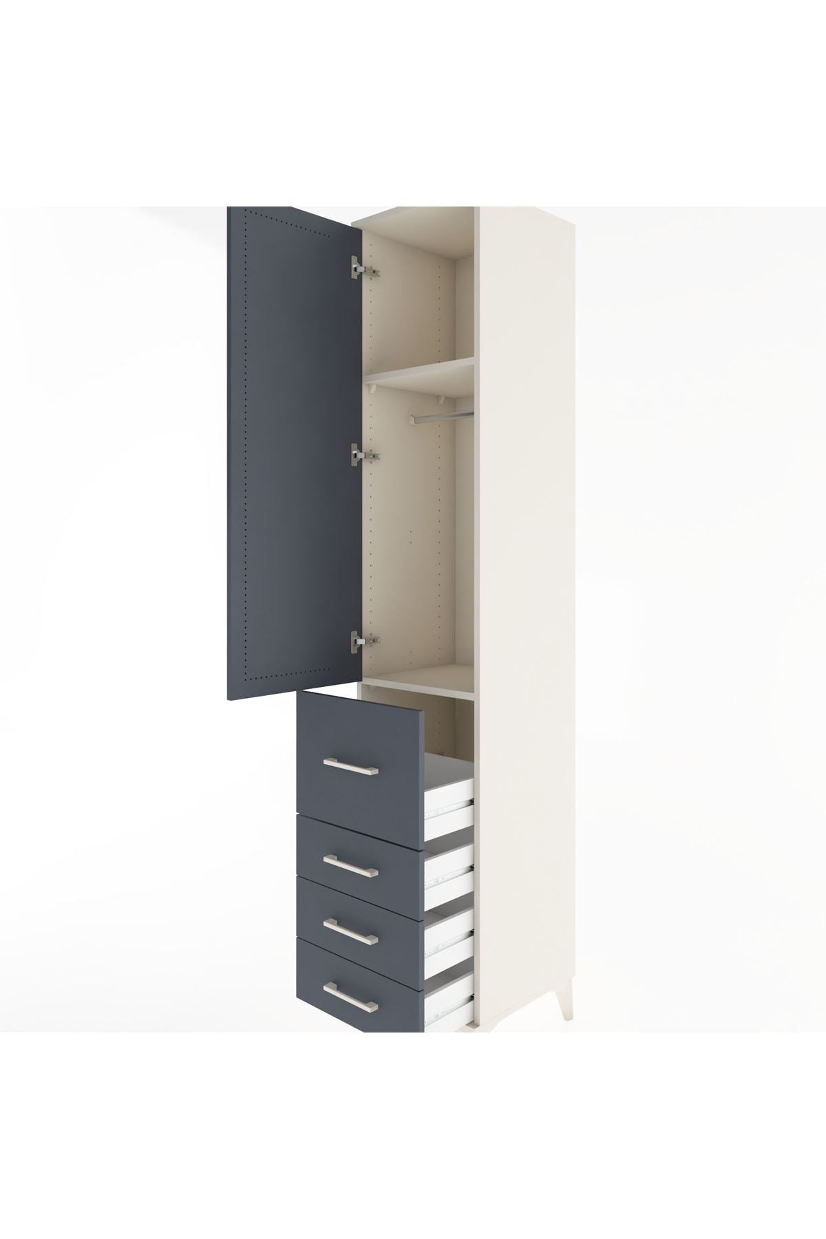 Hyperion Dolap 2 Raflı 4 Çekmeceli Tek Askılı 44x44x221 Aytaşı-Antrasit