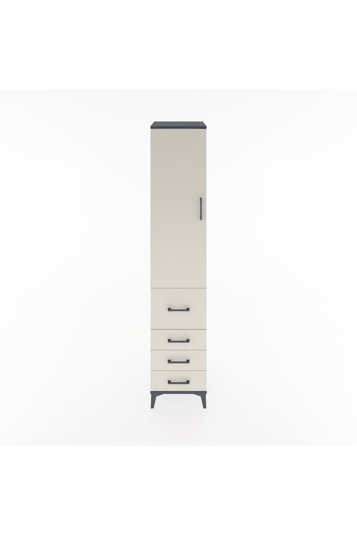 Hyperion Dolap 2 Raflı 4 Çekmeceli Tek Askılı 44x44x221 Antrasit-Aytaşı