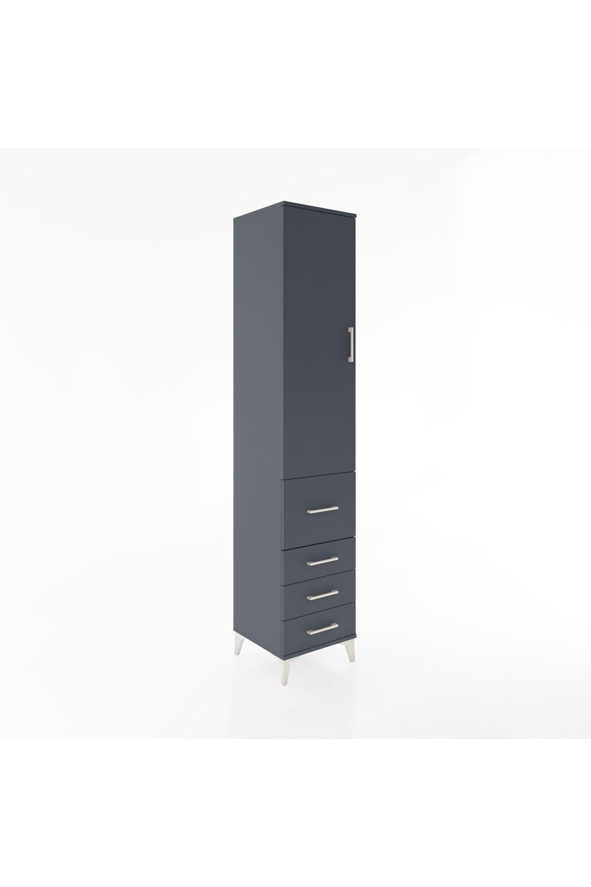 Hyperion Dolap 2 Raflı 4 Çekmeceli Tek Askılı 44x44x221 Antrasit-Antrasit