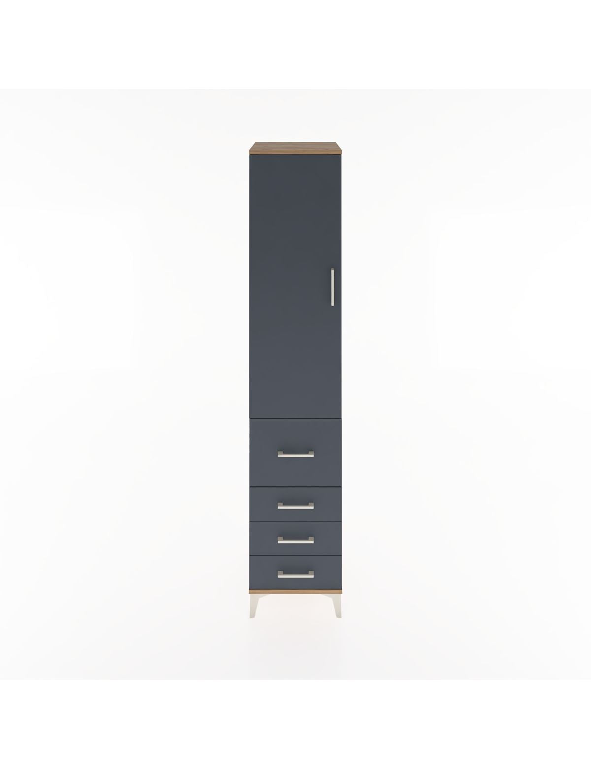 Hyperion Dolap 2 Raflı 4 Çekmeceli Tek Askılı 44x44x221 Çam-Antrasit