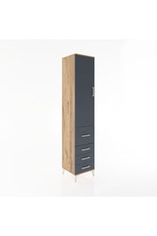 Hyperion Dolap 2 Raflı 4 Çekmeceli Tek Askılı 44x44x221 Çam-Antrasit