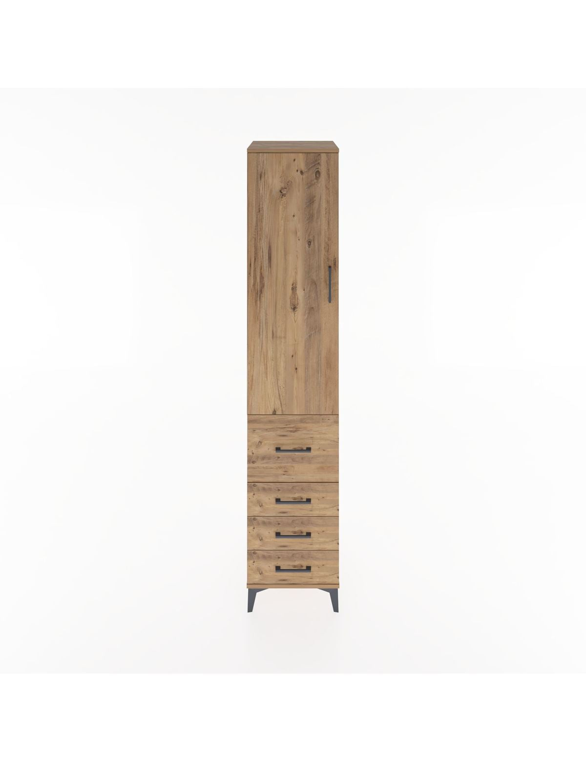 Hyperion Dolap 2 Raflı 4 Çekmeceli Tek Askılı 44x44x221 Çam-Çam