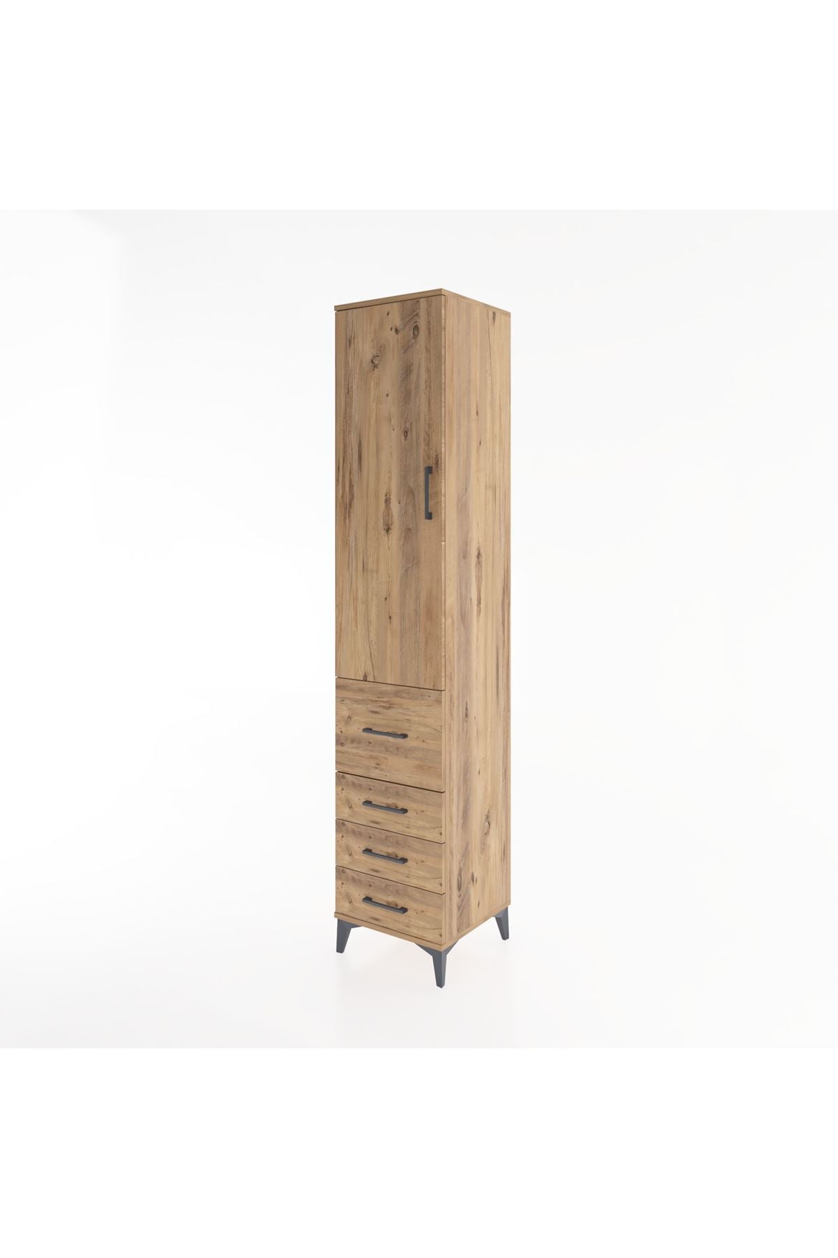 Hyperion Dolap 2 Raflı 4 Çekmeceli Tek Askılı 44x44x221 Çam-Çam