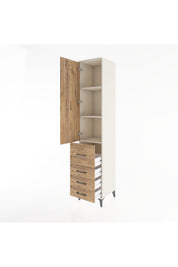 Hyperion Dolap 3 Raflı 4 Çekmeceli Tek Kapaklı 44x44x221 Aytaşı-Çam