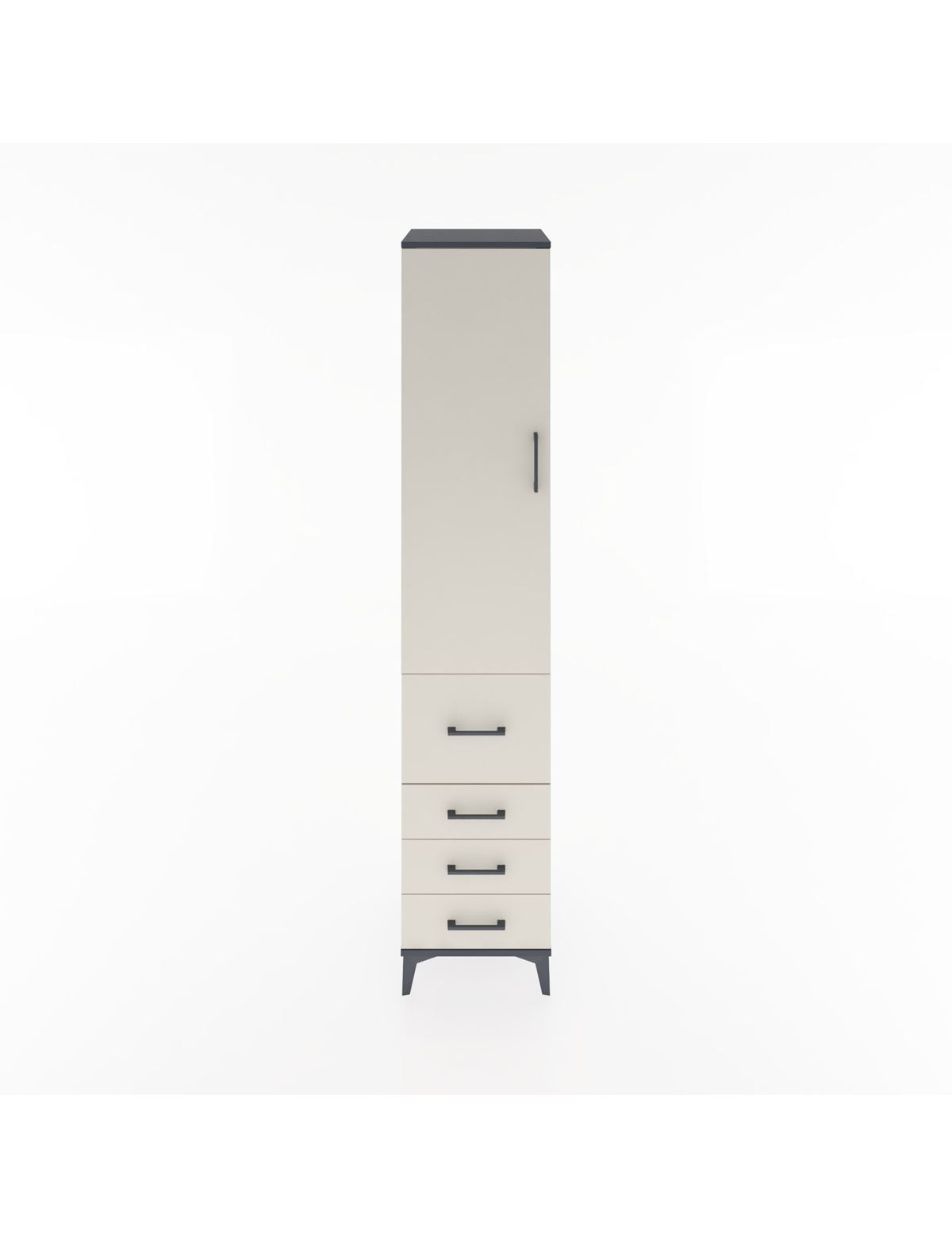 Hyperion Dolap 3 Raflı 4 Çekmeceli Tek Kapaklı 44x44x221 Antrasit-Aytaşı