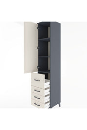 Hyperion Dolap 3 Raflı 4 Çekmeceli Tek Kapaklı 44x44x221 Antrasit-Aytaşı