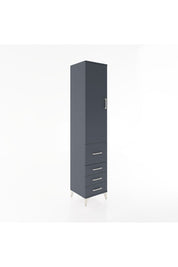 Hyperion Dolap 3 Raflı 4 Çekmeceli Tek Kapaklı 44x44x221 Antrasit-Antrasit