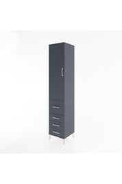 Hyperion Dolap 3 Raflı 4 Çekmeceli Tek Kapaklı 44x44x221 Antrasit-Antrasit