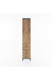 Hyperion Dolap 3 Raflı 4 Çekmeceli Tek Kapaklı 44x44x221 Antrasit-Çam