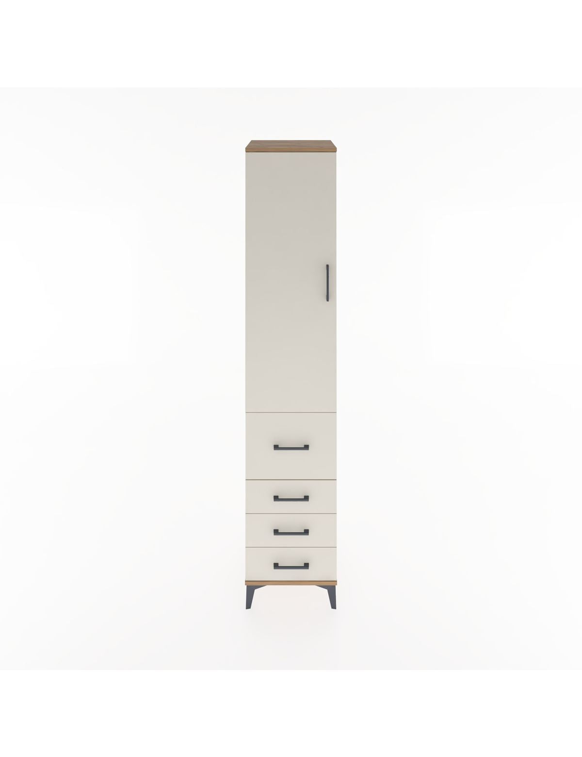 Hyperion Dolap 3 Raflı 4 Çekmeceli Tek Kapaklı 44x44x221 Çam-Aytaşı