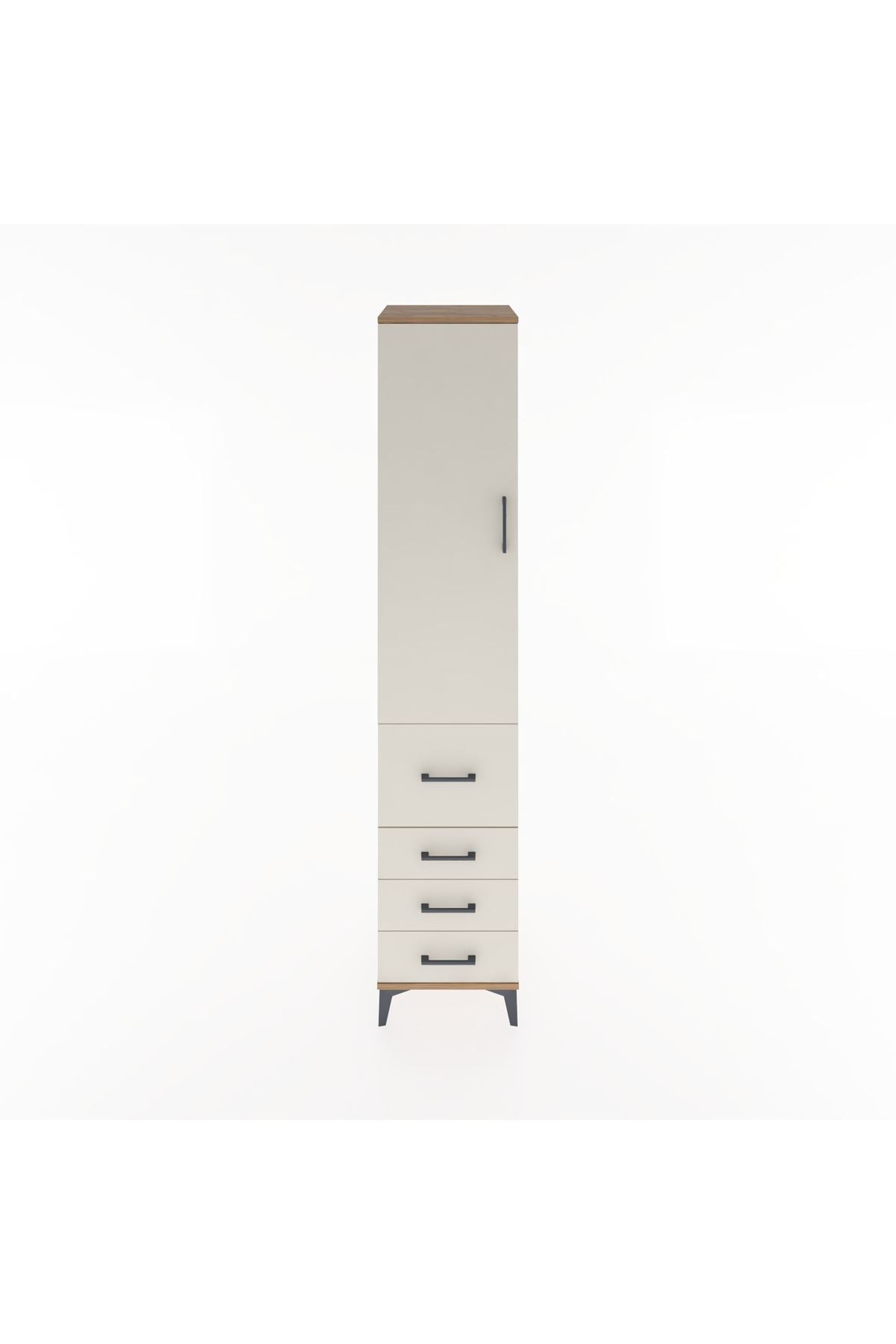 Hyperion Dolap 3 Raflı 4 Çekmeceli Tek Kapaklı 44x44x221 Çam-Aytaşı