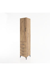 Hyperion Dolap 3 Raflı 4 Çekmeceli Tek Kapaklı 44x44x221 Çam-Çam