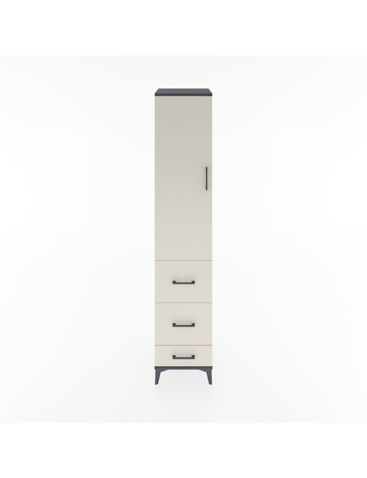 Hyperion Dolap 2 Raflı 3 Çekmeceli Tek Askılı 44x44x221 Antrasit-Aytaşı