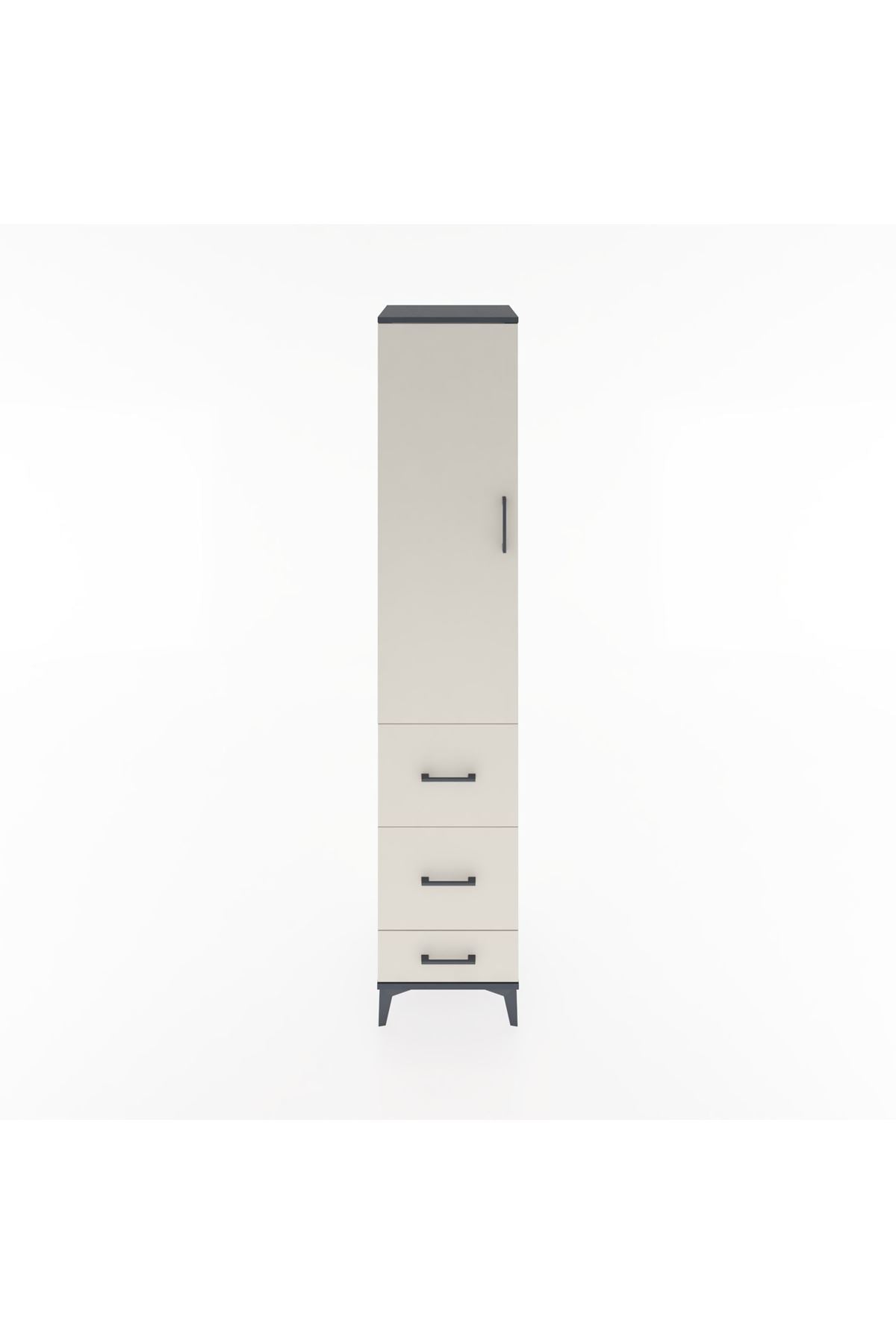 Hyperion Dolap 2 Raflı 3 Çekmeceli Tek Askılı 44x44x221 Antrasit-Aytaşı