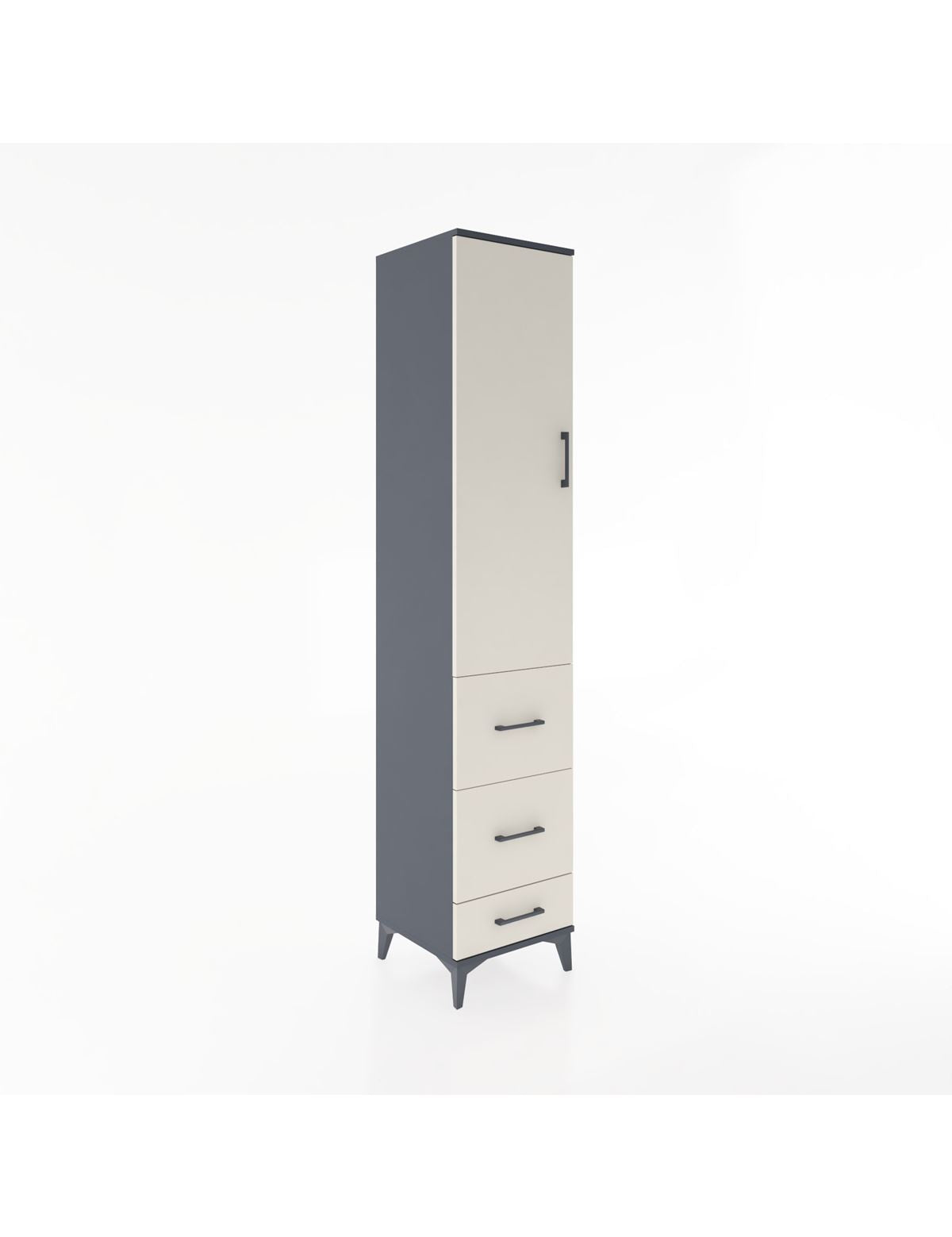 Hyperion Dolap 2 Raflı 3 Çekmeceli Tek Askılı 44x44x221 Antrasit-Aytaşı