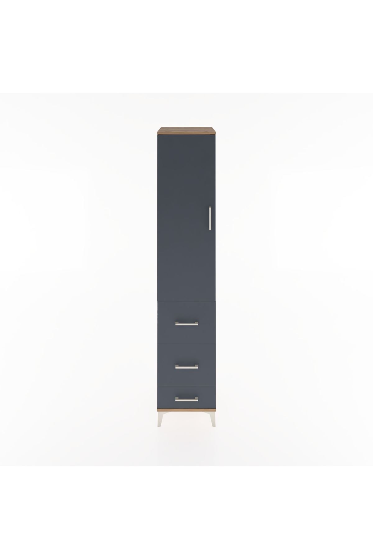 Hyperion Dolap 2 Raflı 3 Çekmeceli Tek Askılı 44x44x221 Çam-Antrasit