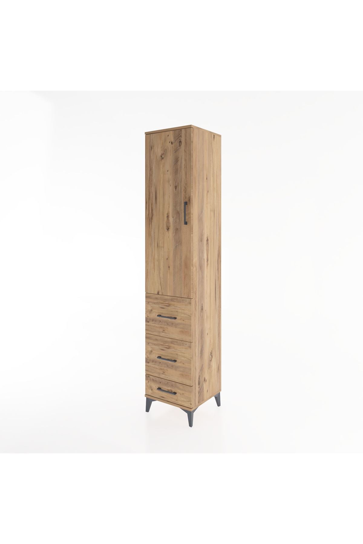 Hyperion Dolap 2 Raflı 3 Çekmeceli Tek Askılı 44x44x221 Çam-Çam