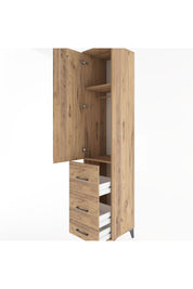 Hyperion Dolap 2 Raflı 3 Çekmeceli Tek Askılı 44x44x221 Çam-Çam