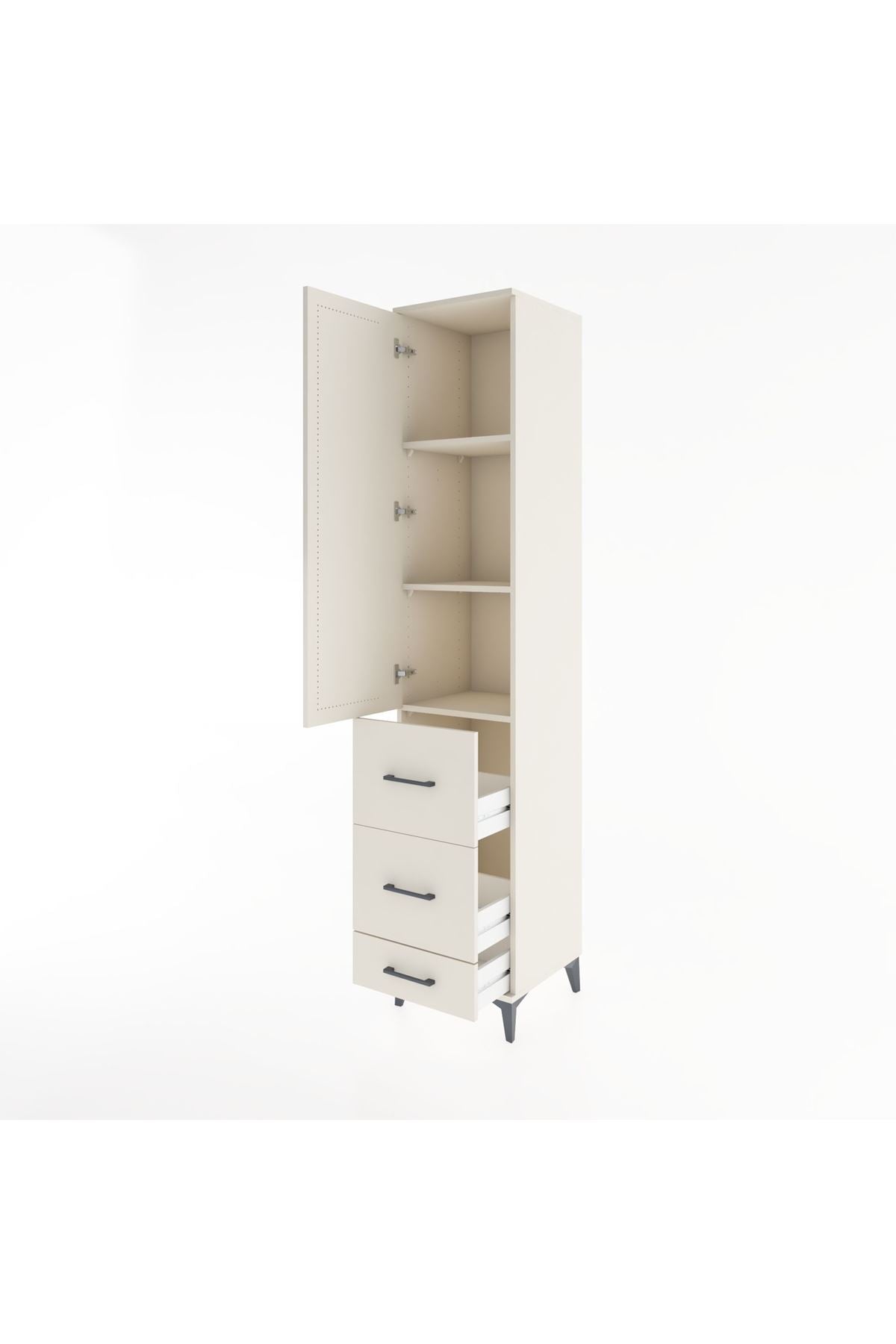 Hyperion Dolap 3 Raflı 3 Çekmeceli Tek Kapaklı 44x44x221 Aytaşı-Aytaşı