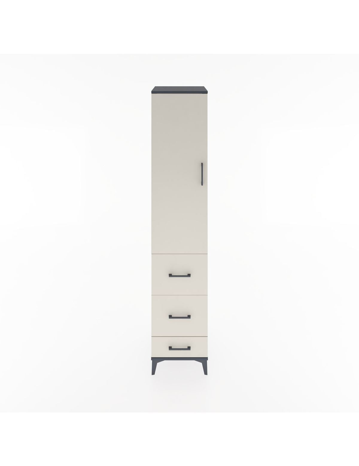 Hyperion Dolap 3 Raflı 3 Çekmeceli Tek Kapaklı 44x44x221 Antrasit-Aytaşı