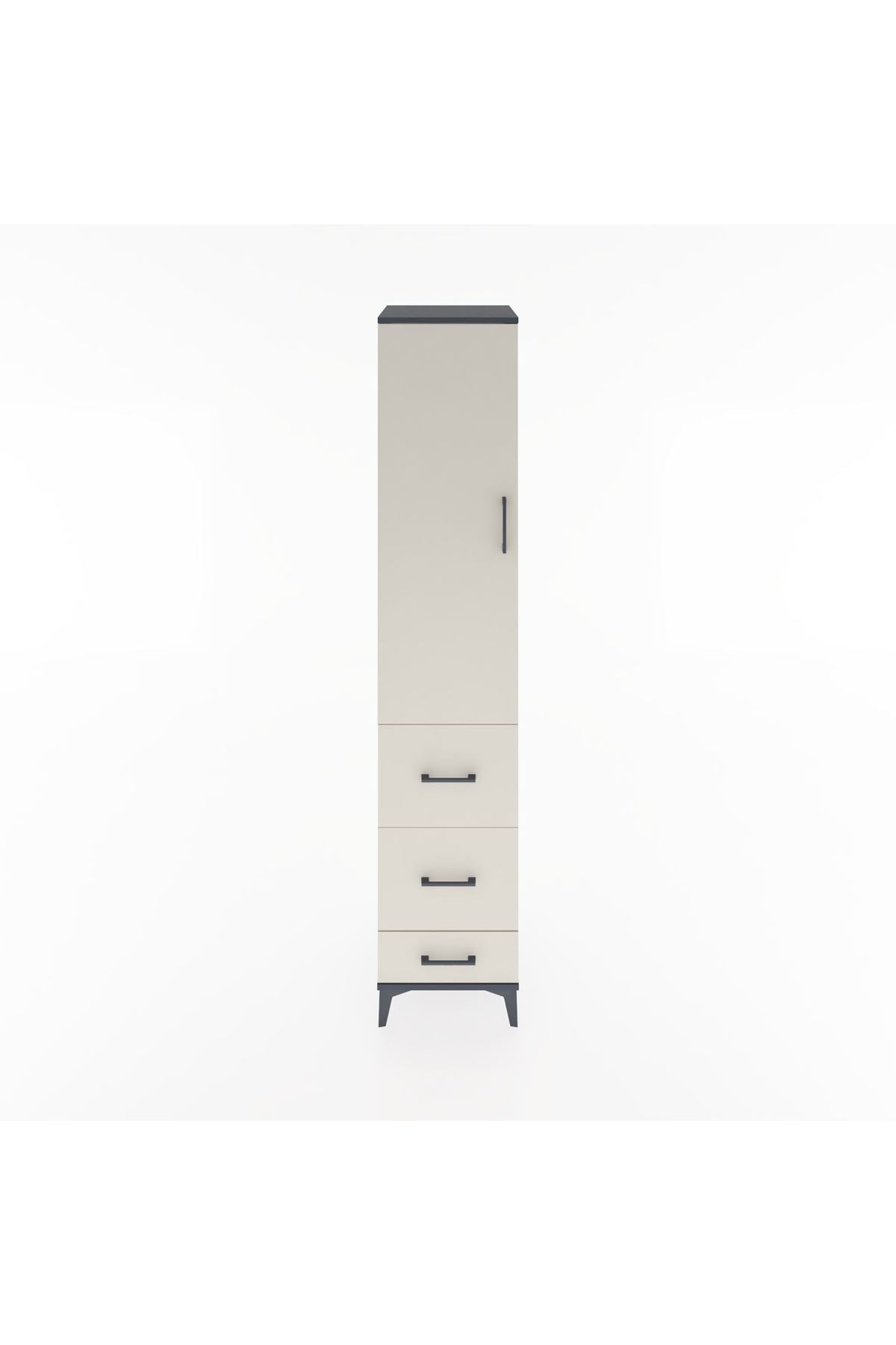 Hyperion Dolap 3 Raflı 3 Çekmeceli Tek Kapaklı 44x44x221 Antrasit-Aytaşı