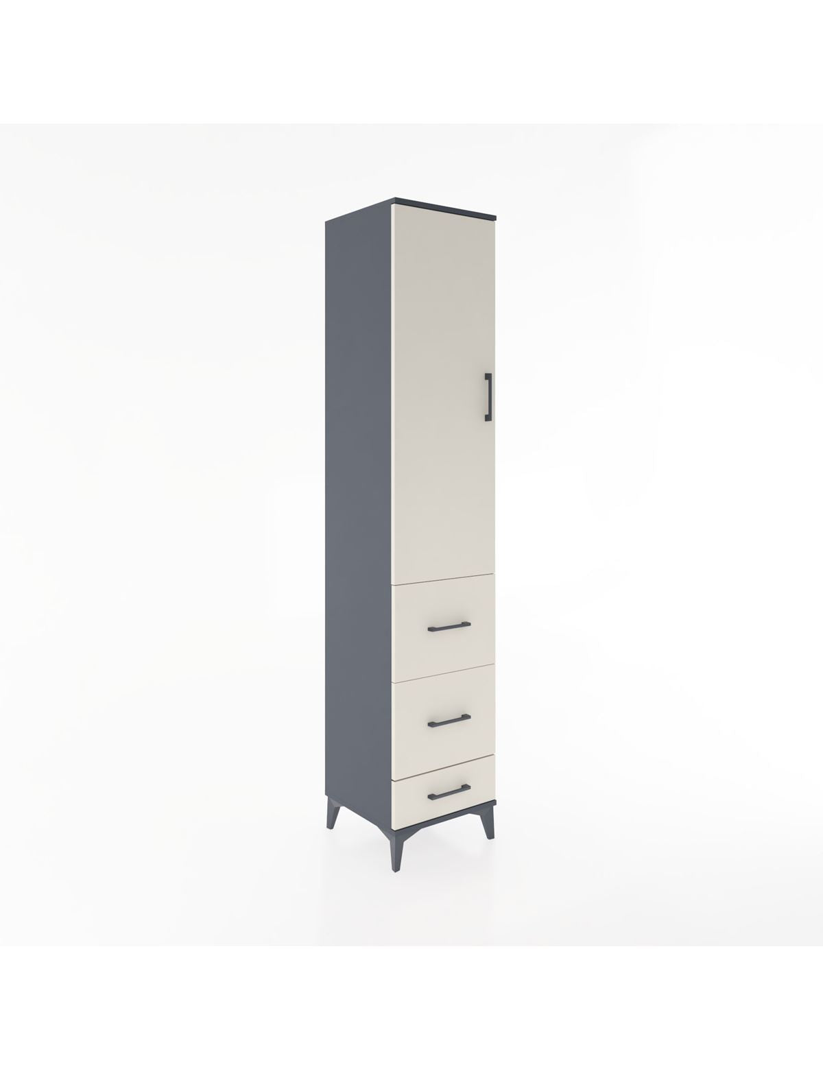 Hyperion Dolap 3 Raflı 3 Çekmeceli Tek Kapaklı 44x44x221 Antrasit-Aytaşı