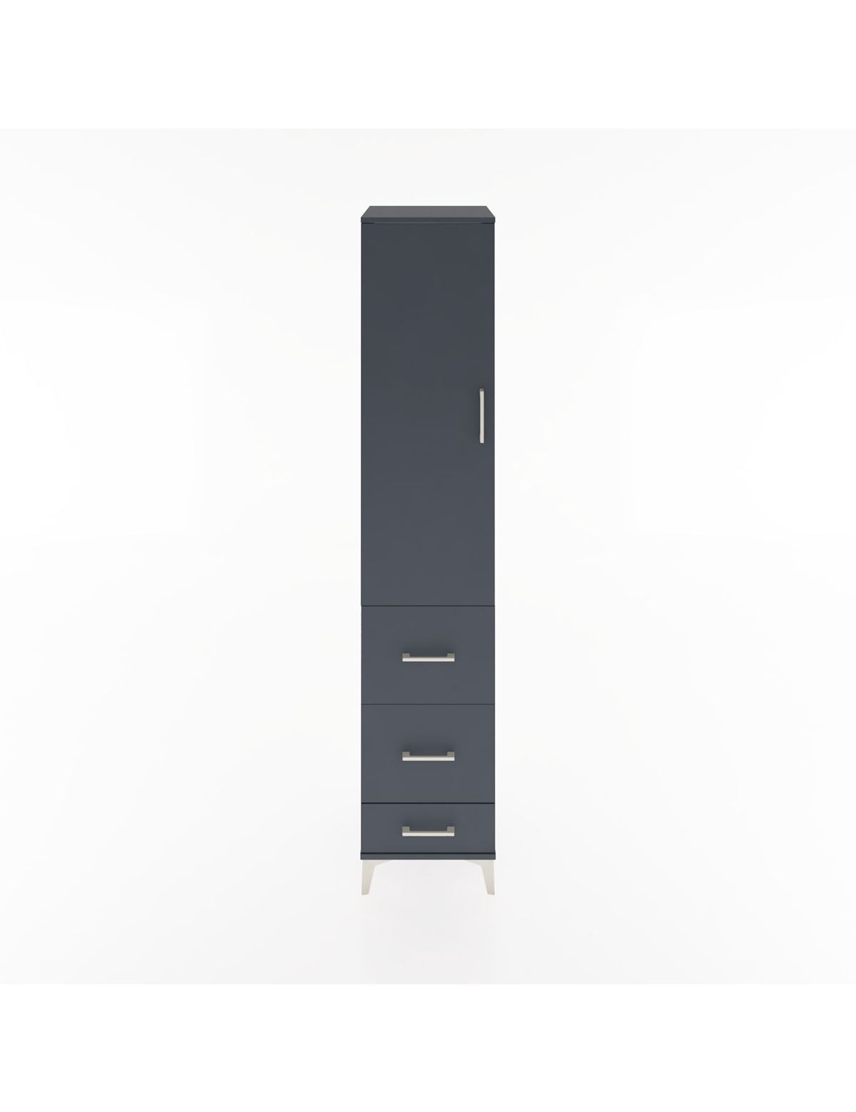 Hyperion Dolap 3 Raflı 3 Çekmeceli Tek Kapaklı 44x44x221 Antrasit-Antrasit