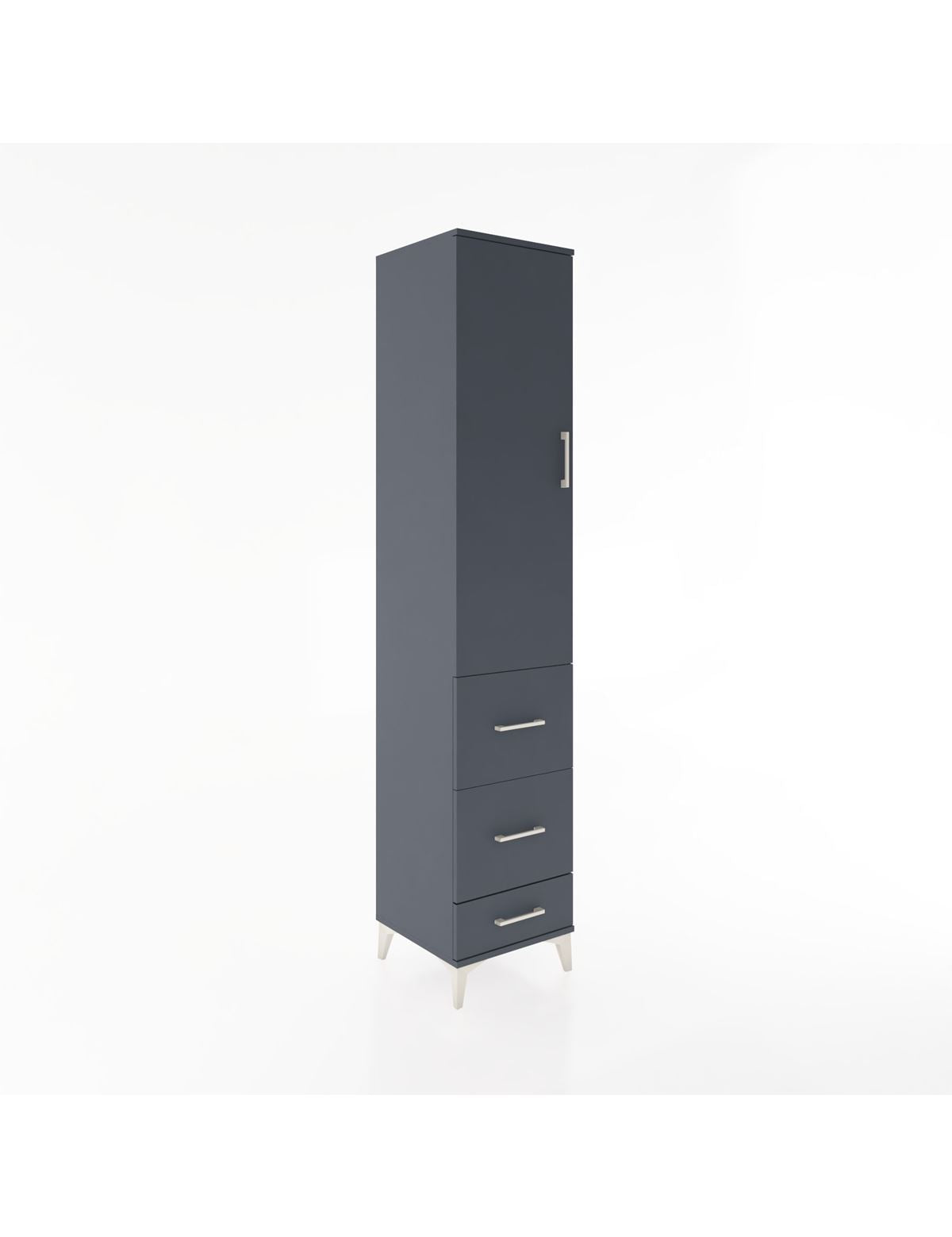 Hyperion Dolap 3 Raflı 3 Çekmeceli Tek Kapaklı 44x44x221 Antrasit-Antrasit