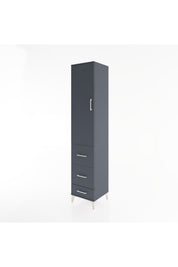 Hyperion Dolap 3 Raflı 3 Çekmeceli Tek Kapaklı 44x44x221 Antrasit-Antrasit