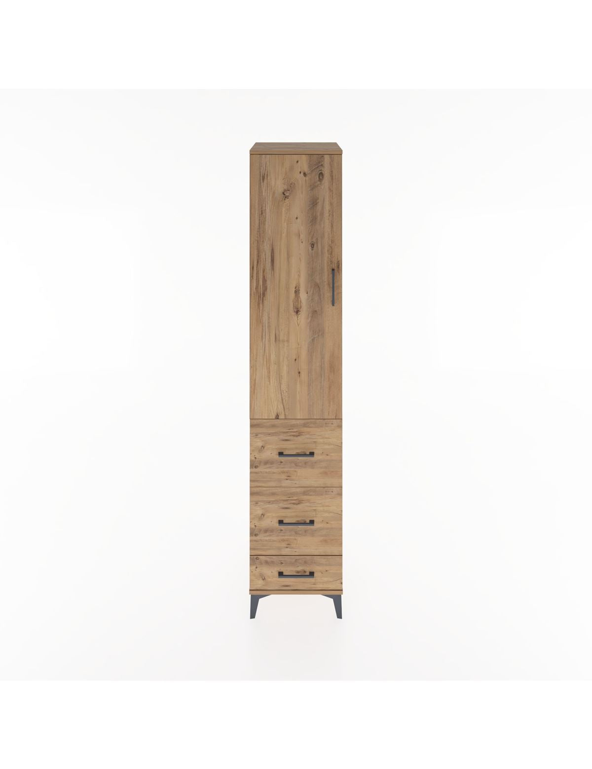 Hyperion Dolap 3 Raflı 3 Çekmeceli Tek Kapaklı 44x44x221 Çam-Çam