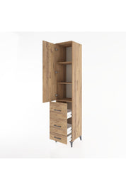 Hyperion Dolap 3 Raflı 3 Çekmeceli Tek Kapaklı 44x44x221 Çam-Çam