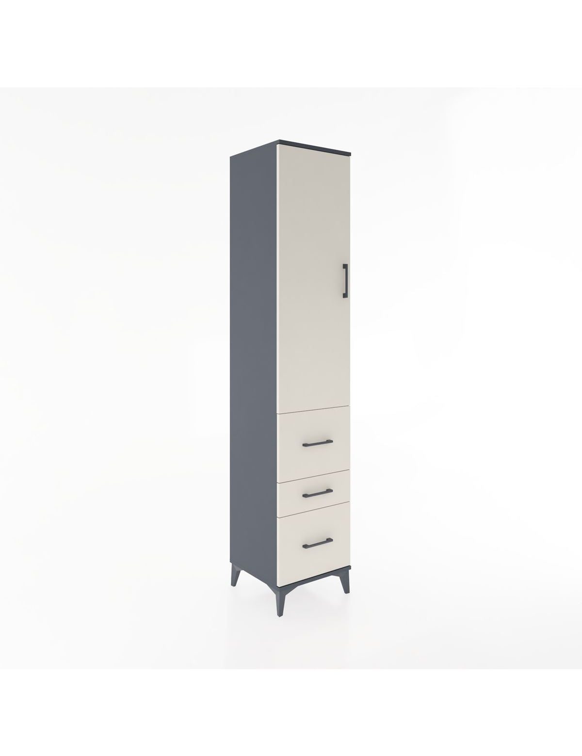 Hyperion Dolap 2 Raflı 3 Çekmeceli Tek Askılı 44x44x221 Antrasit-Aytaşı