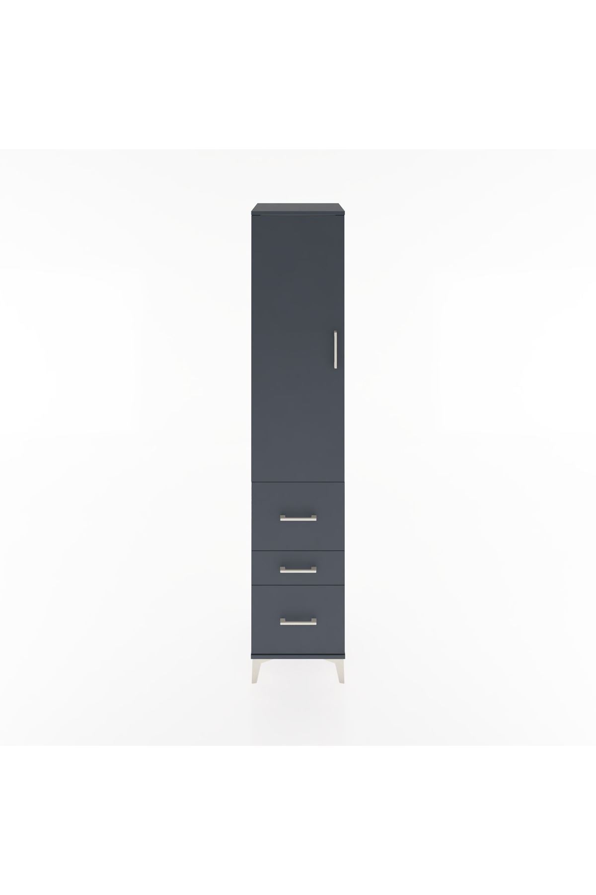 Hyperion Dolap 2 Raflı 3 Çekmeceli Tek Askılı 44x44x221 Antrasit-Antrasit