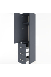 Hyperion Dolap 2 Raflı 3 Çekmeceli Tek Askılı 44x44x221 Antrasit-Antrasit