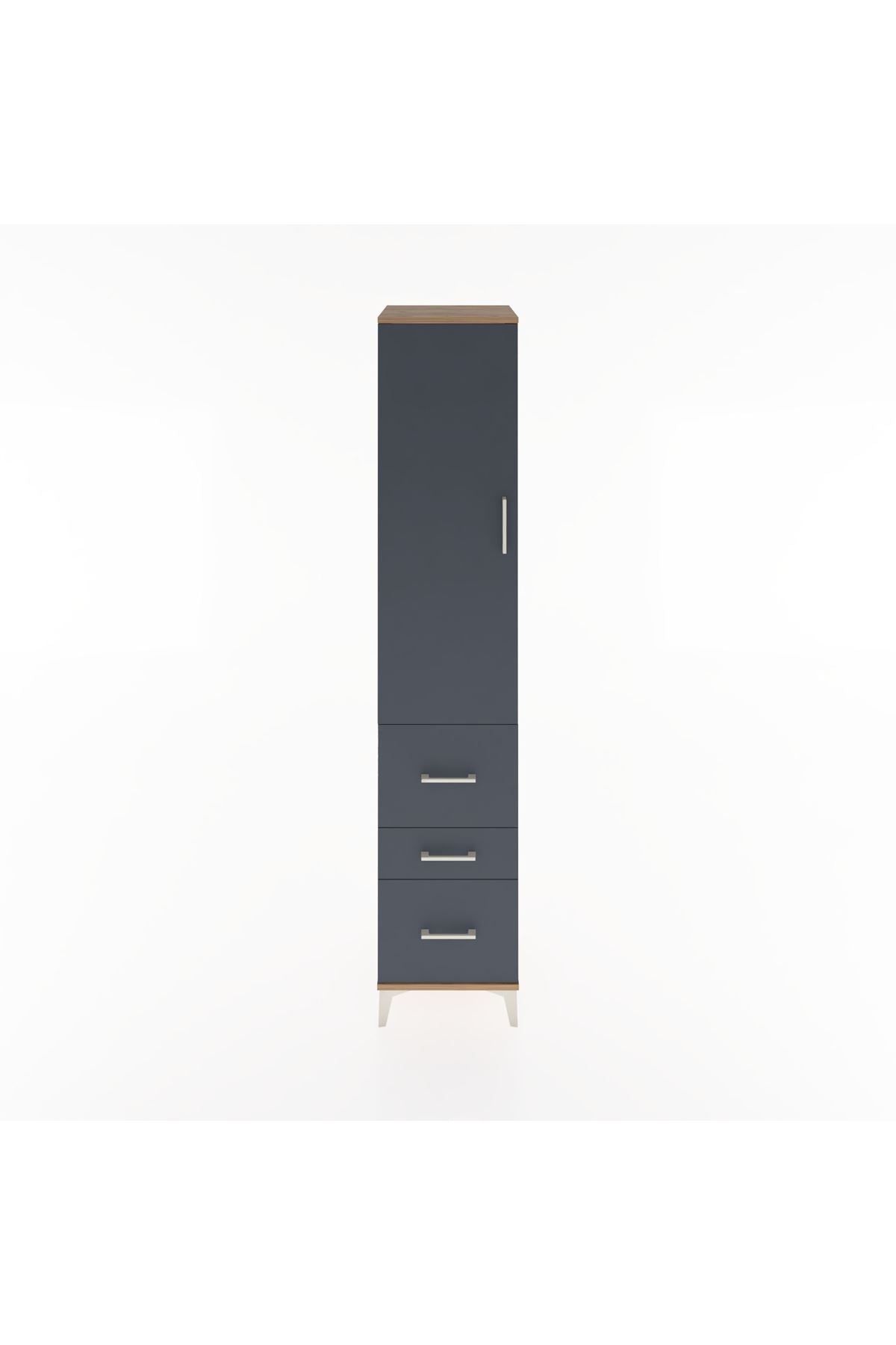 Hyperion Dolap 2 Raflı 3 Çekmeceli Tek Askılı 44x44x221 Çam-Antrasit