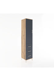 Hyperion Dolap 2 Raflı 3 Çekmeceli Tek Askılı 44x44x221 Çam-Antrasit