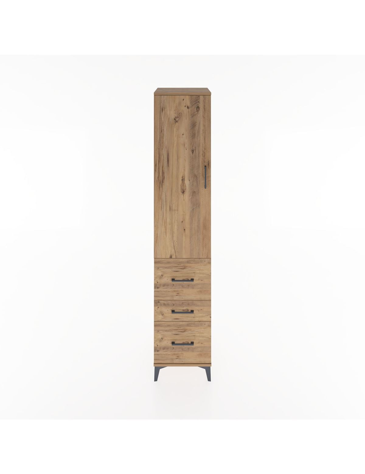 Hyperion Dolap 2 Raflı 3 Çekmeceli Tek Askılı 44x44x221 Çam-Çam