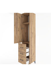 Hyperion Dolap 2 Raflı 3 Çekmeceli Tek Askılı 44x44x221 Çam-Çam