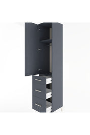 Hyperion Dolap 2 Raflı 3 Çekmeceli Tek Askılı 44x44x221 Antrasit-Antrasit