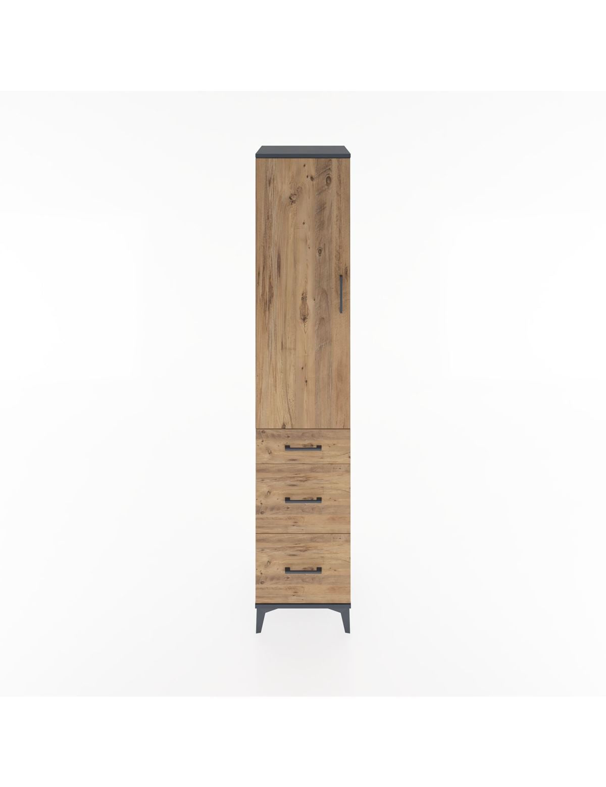 Hyperion Dolap 2 Raflı 3 Çekmeceli Tek Askılı 44x44x221 Antrasit-Çam