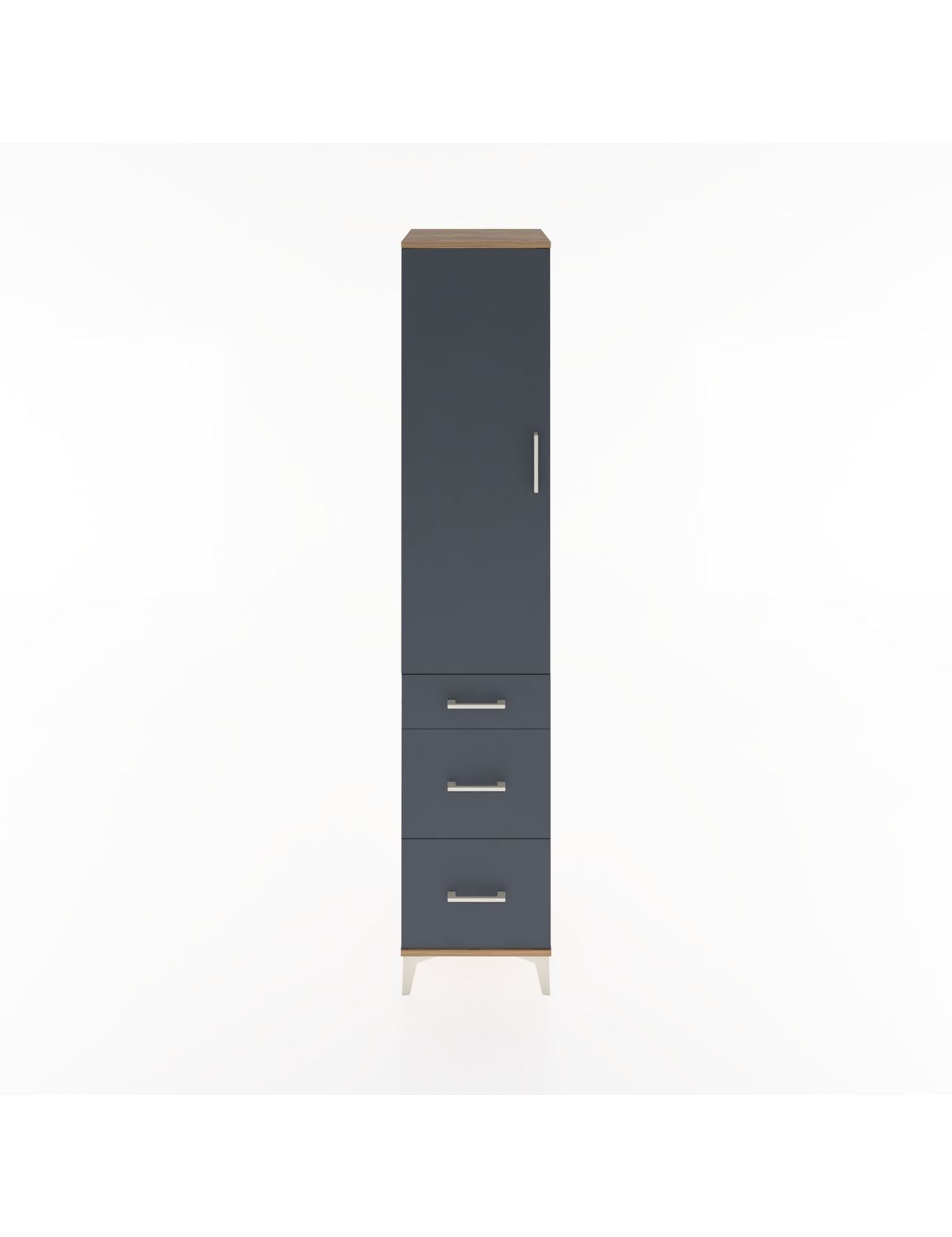 Hyperion Dolap 2 Raflı 3 Çekmeceli Tek Askılı 44x44x221 Çam-Antrasit