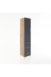 Hyperion Dolap 2 Raflı 3 Çekmeceli Tek Askılı 44x44x221 Çam-Antrasit