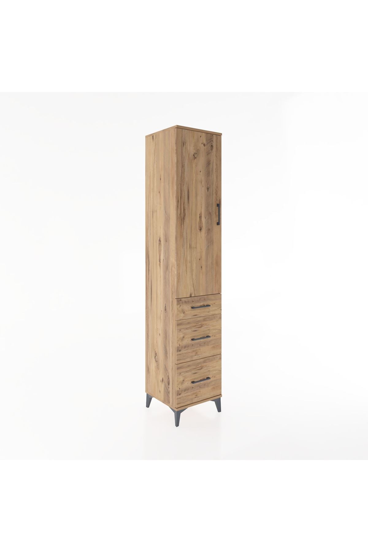 Hyperion Dolap 2 Raflı 3 Çekmeceli Tek Askılı 44x44x221 Çam-Çam