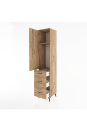Hyperion Dolap 2 Raflı 3 Çekmeceli Tek Askılı 44x44x221 Çam-Çam